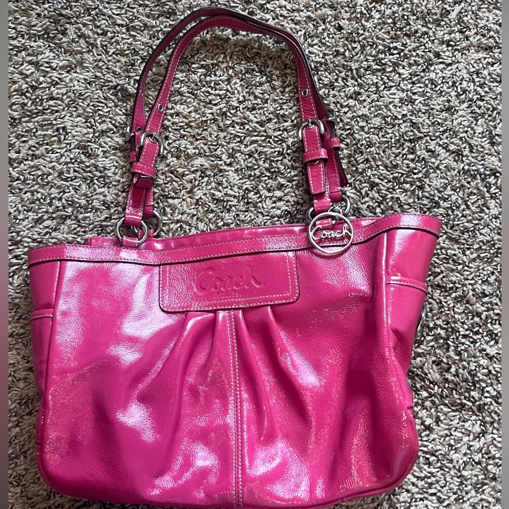 Pink Leather Coach tote bag